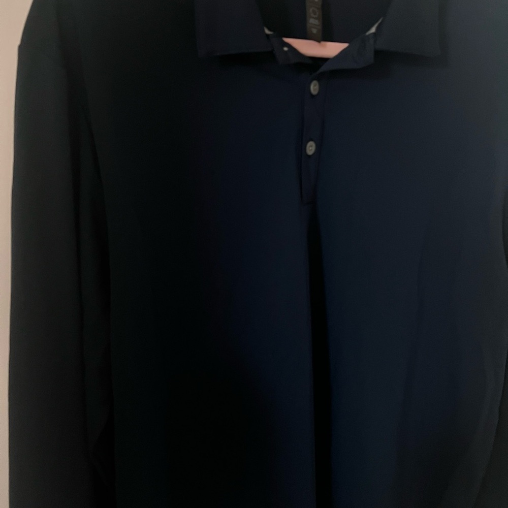 adidas Men's Dark Blue Long Sleeve Polo - Picture 3 of 7